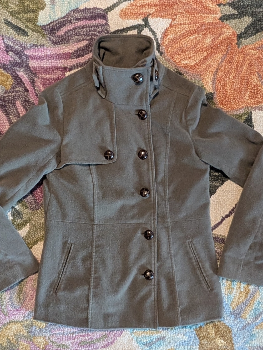 Jack by BB Dakota Olive Green Military-Inspired Button Front Coat